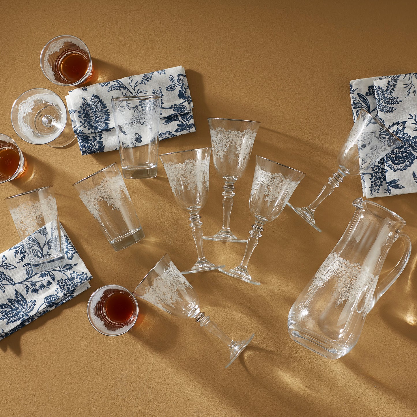 Elegant Lace Platinum-Rim 25 Pcs Glass & Jug Set