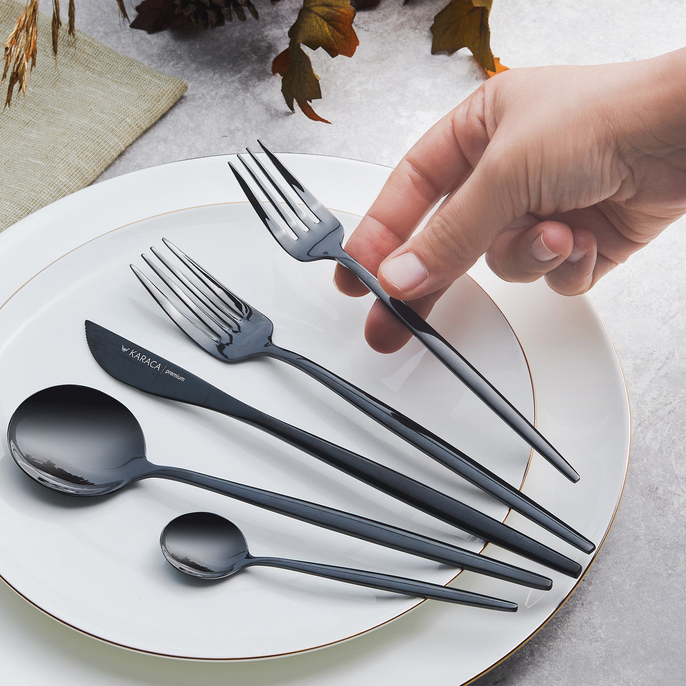 Orion Black Cutlery Set