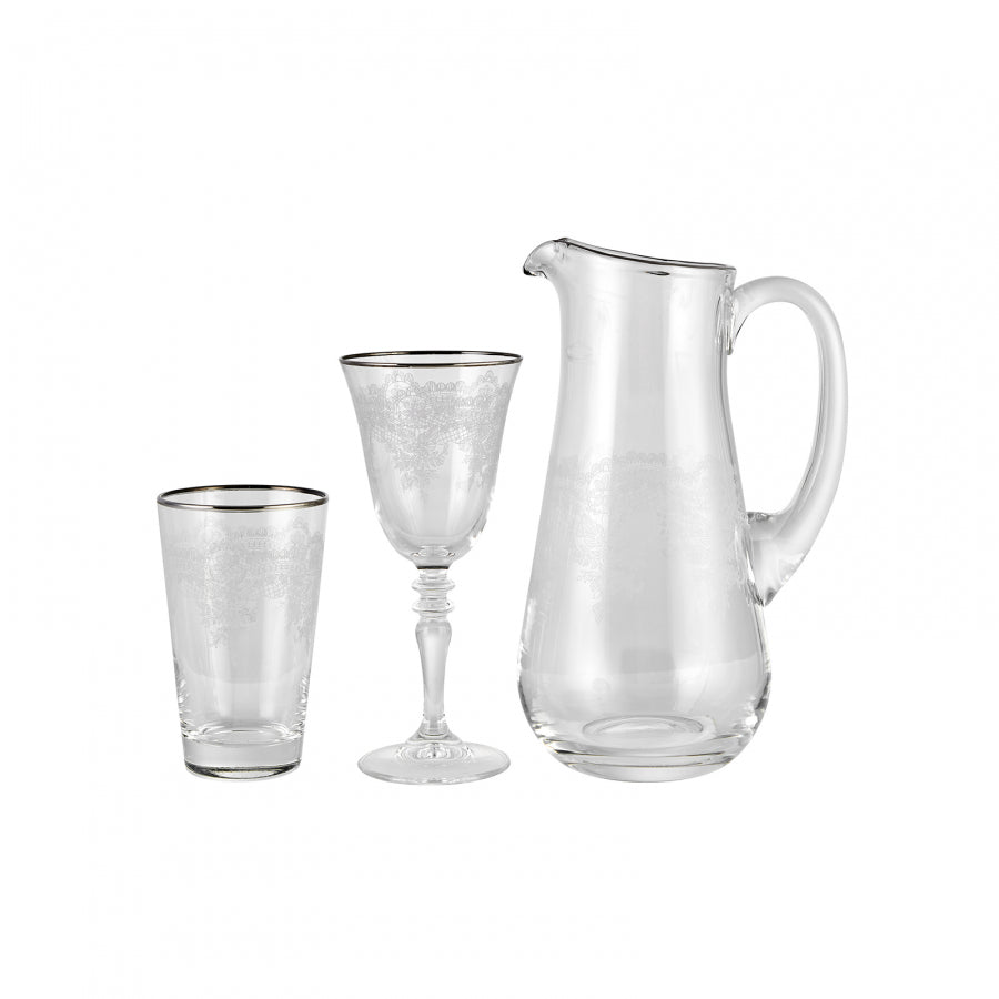 Elegant Lace Platinum-Rim 25 Pcs Glass & Jug Set